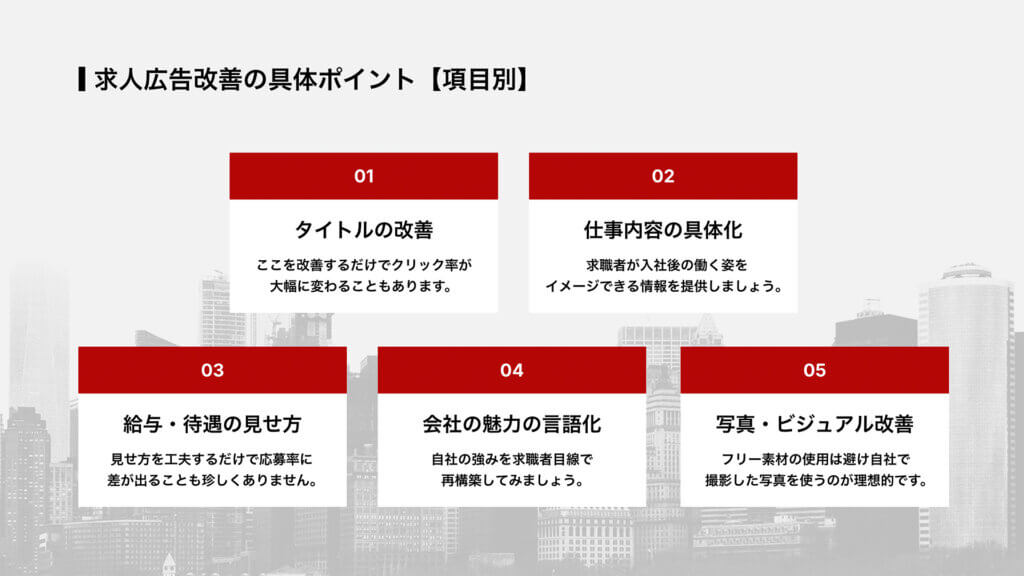 求人広告改善の具体ポイント【項目別】