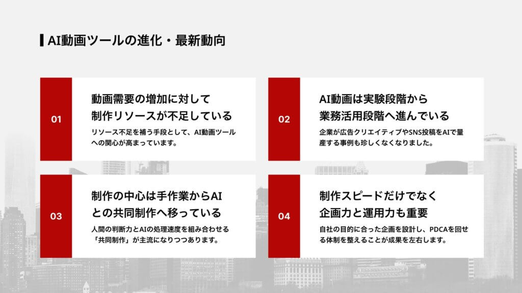 AI動画ツールの進化・最新動向