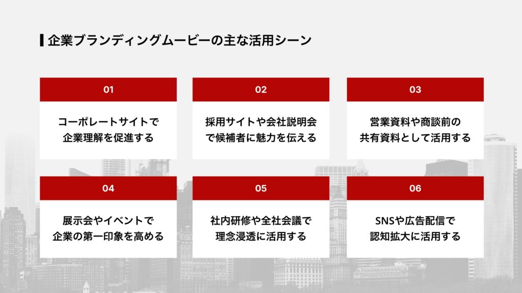 企業ブランディングムービーの主な活用シーン