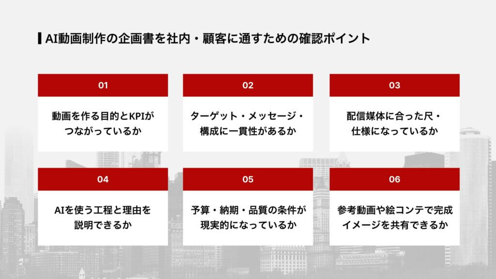 AI動画制作の企画書を社内・顧客に通すための確認ポイント